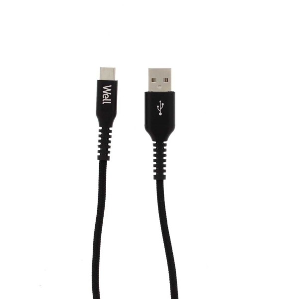 Cablu USB-C Well,1 metru,Negru