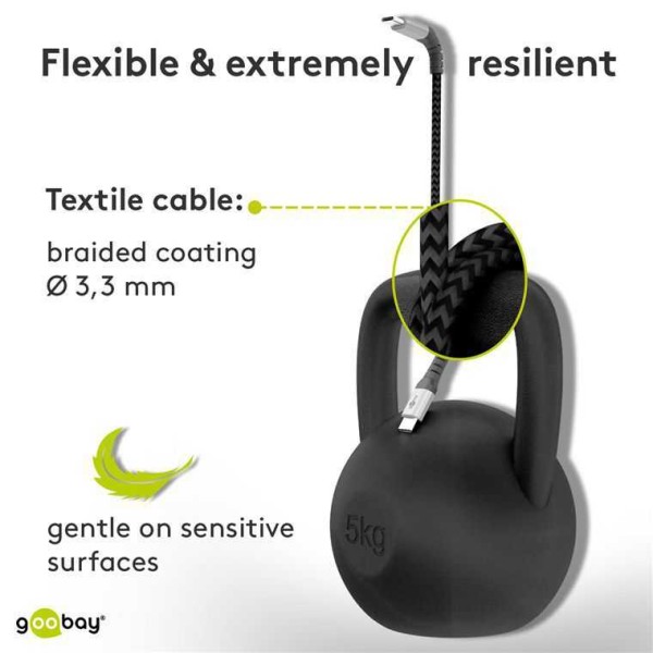Cablu usb-c flexibil Goobay  - 1m gri