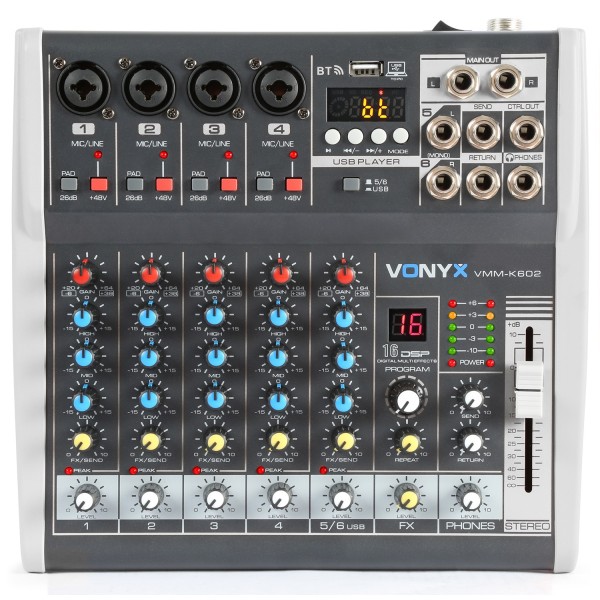 Mixer audio Vonyx VMM-K602, 6 canale, Bt, USB, DSP