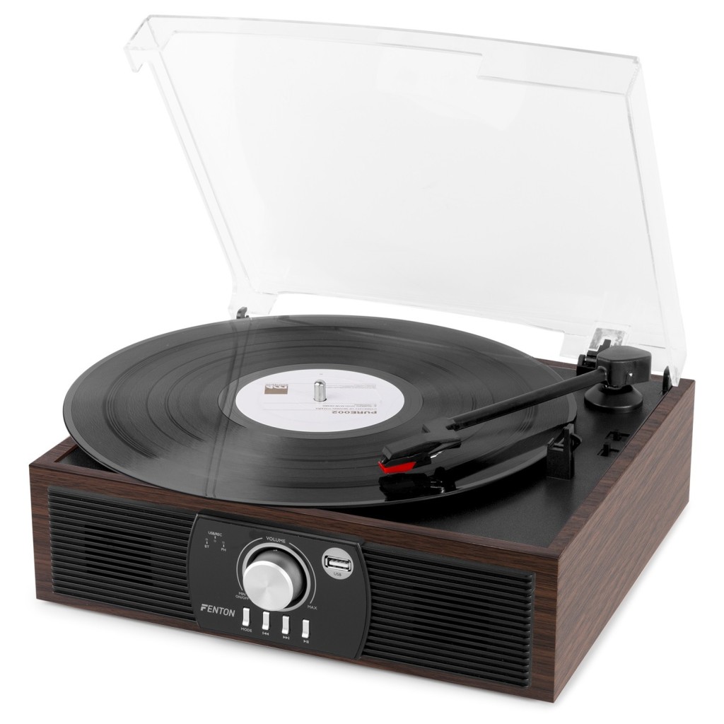 Pick-up placi vinyl Fenton RP175DW, cu Bluetooth, maro
