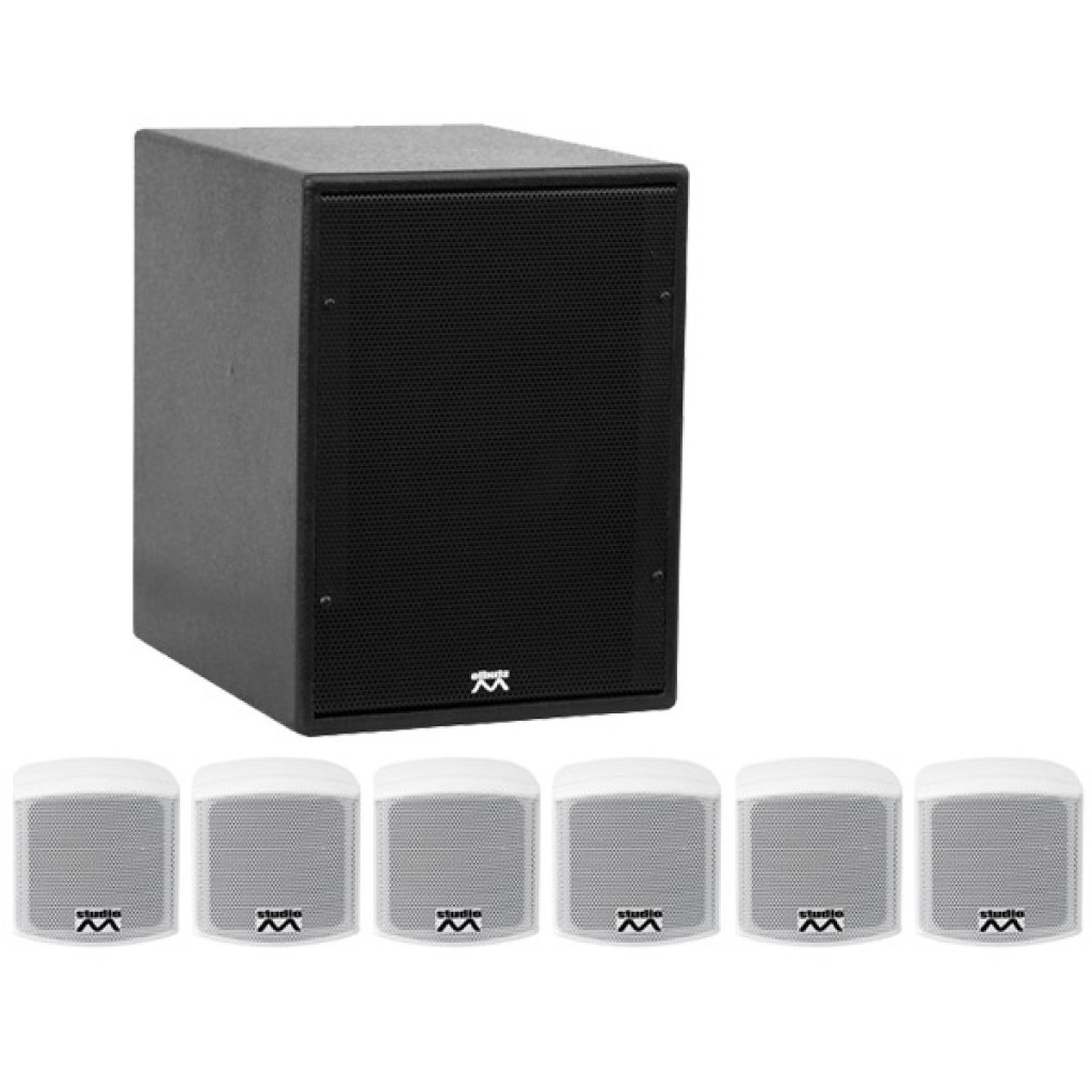 Sistem audio ambiental cu bas activ Atmos Omni 25 6.1 Alb