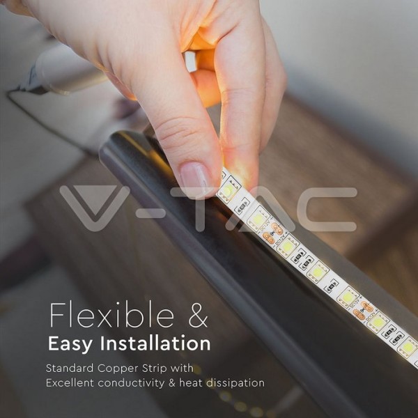 Banda LED V-TAC VT-5050 Alb Cald,60 LED pe metru, de exterior