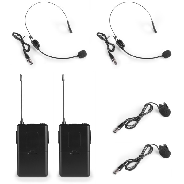 Set 2 microfoane wireless Vonyx WM522B, lavaliera-headset, VHF
