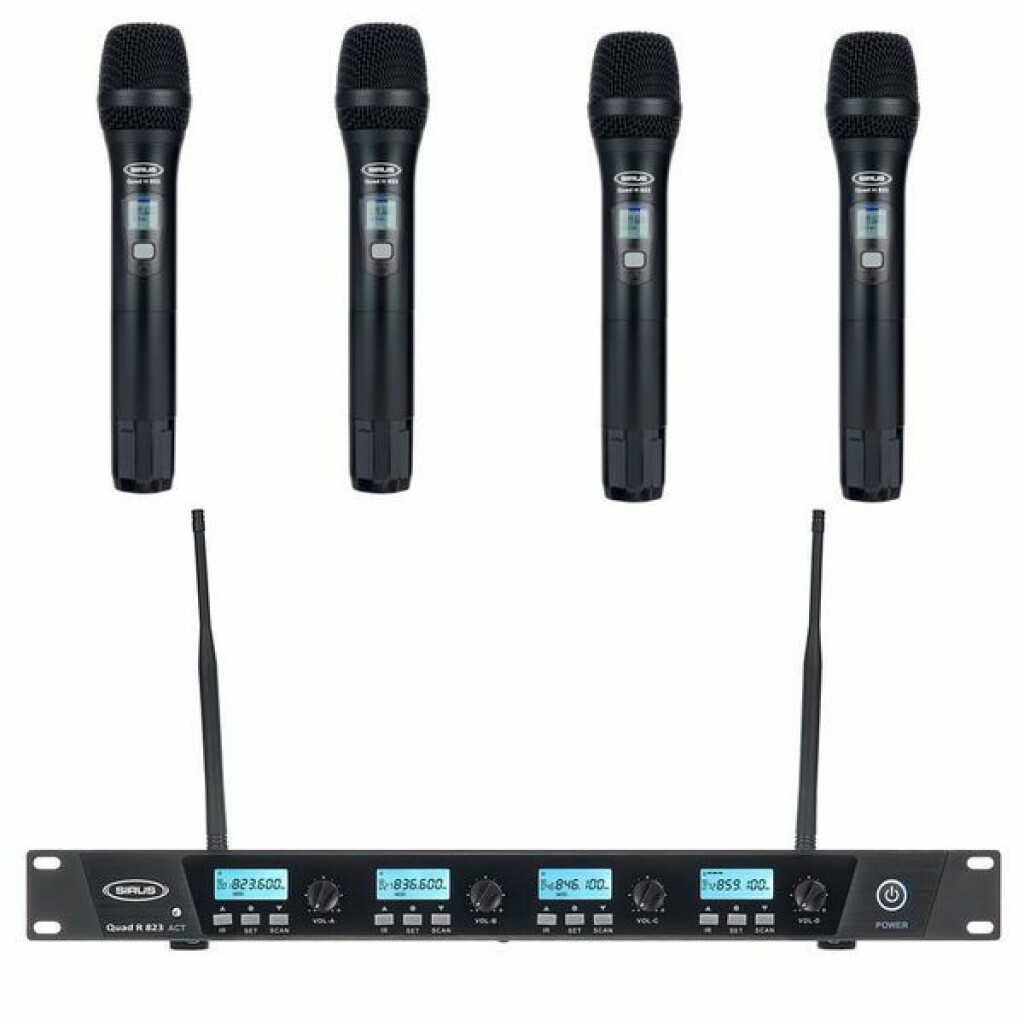 set 4 microfoane wireless vocale sirus quad r + 4h 823 bundle