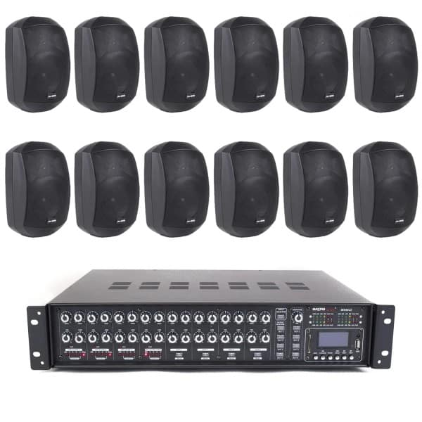 sistem sonorizare piscina 12 boxe master audio xb640b, 480w, bluetooth, usb