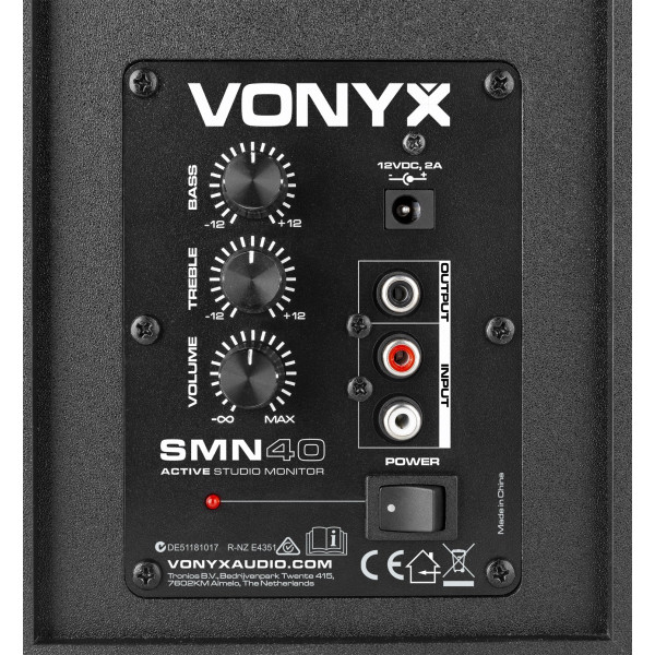 monitoare studio active vonyx smn40b, 50w rms