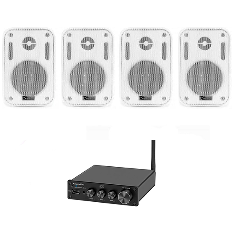 Set sonorizare 4 boxe terasa cu amplificator BT