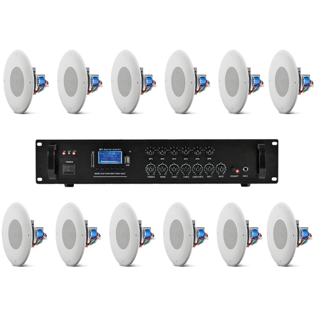 Sistem 12 boxe tavan JBL CSS8004, USB, Bluetooth, FM, 6 Zone
