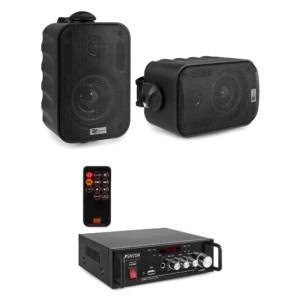 Sistem audio cafenea 2 boxe, amplificator bluetooth, 2x25W