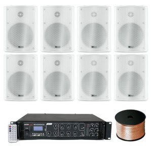 Sistem audio terasa cu 8 boxe BC50V Alb, Bluetooth, USB, 180W