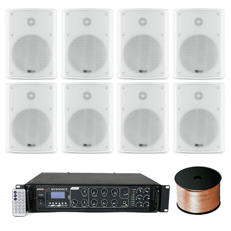 Sistem audio terasa cu 8 boxe BC50V Alb, Bluetooth, USB, 180W