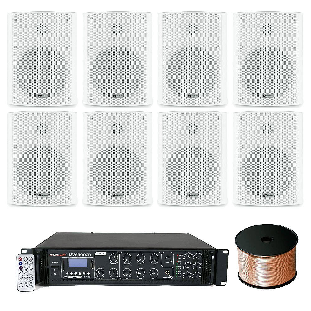 Sistem audio terasa cu 8 boxe BC50V Alb, Bluetooth, USB, 180W