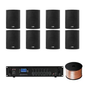 Sistem sonorizare terasa 8 boxe negre, 240w, bluetooth, USB