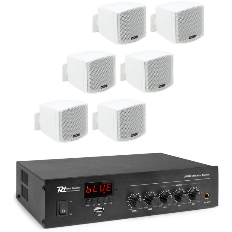 Sistem audio 6 boxe Omni 201 white, bluetooth, USB, FM