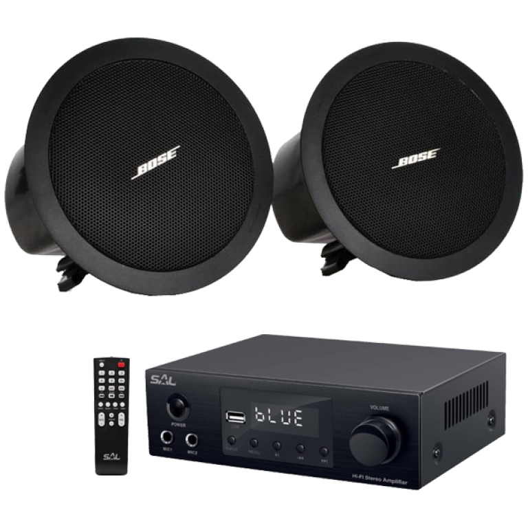 set boxe tavan bose fs2c negre cu amplificator bluetooth, usb, fm