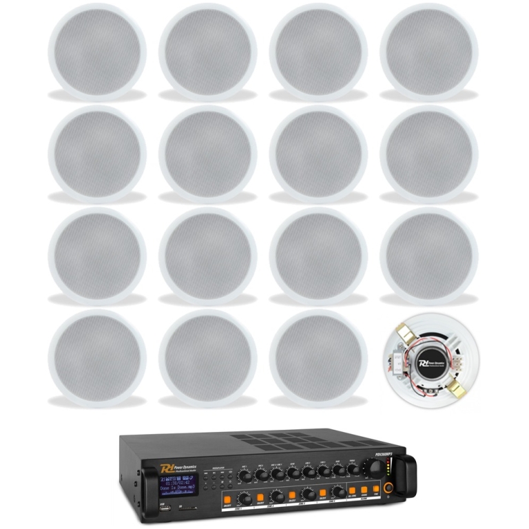 Sistem audio ambiental cu 4 zone 16 difuzoare Incastrabile