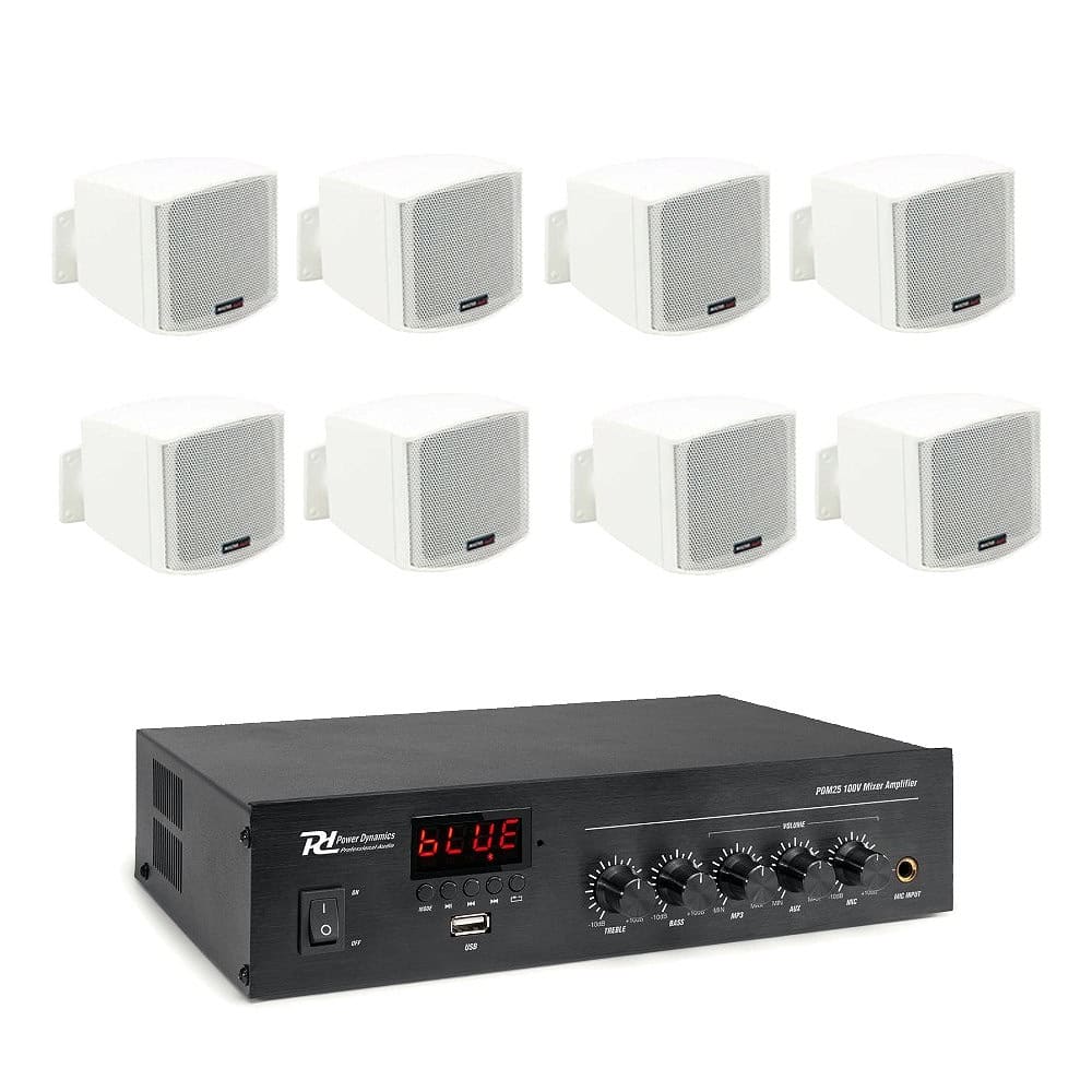 Sistem audio cabinet medical, 8 boxe albe, bluetooth, USB, SD, FM