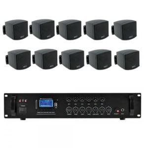 Sistem audio multizona 10 boxe negre, bluetooth, USB