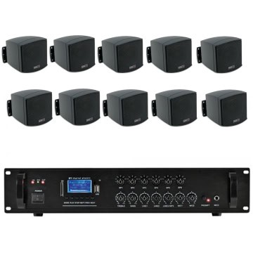 Sistem audio multizona 10 boxe negre, bluetooth, USB