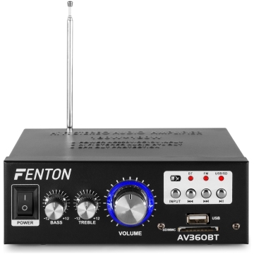 Mini amplificator bluetooth Fenton AV360B, 2x40W, 8ohm, Tuner FM, MP3, USB, SD