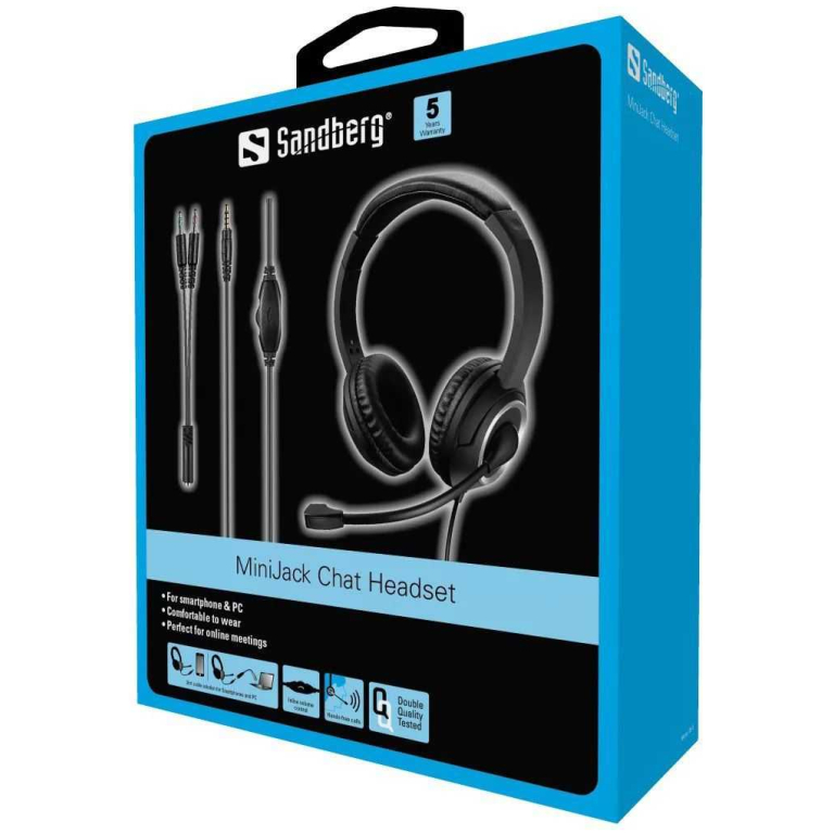Casti mari cu microfon SANDBERG 126-15 Chat, 3.5mm, negru