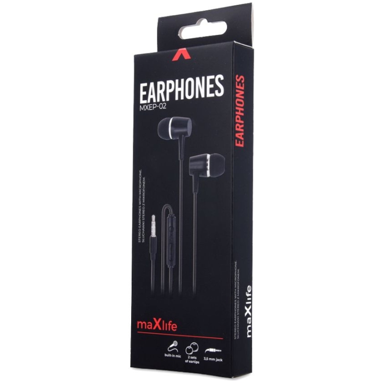 Casti cu volum Maxlife MP-02 – negru, in-ear, cu microfon
