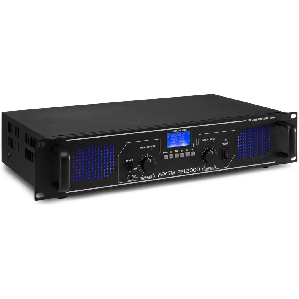 Amplificator digital Fenton FPL 2000, 2x1000W, Bluetooth, USB