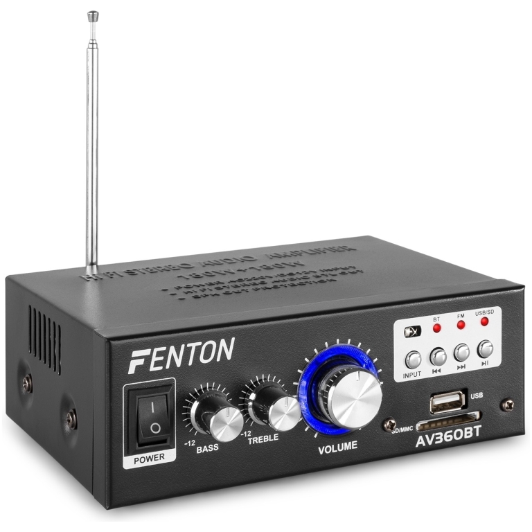 Mini amplificator bluetooth Fenton AV360B, 2x40W, 8ohm, Tuner FM, MP3, USB, SD