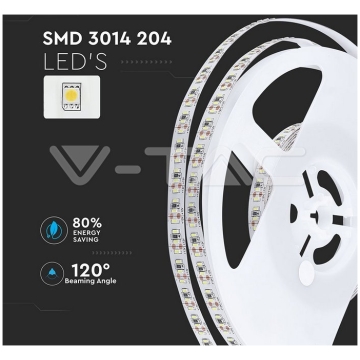 Banda LED V-TAC VT-3014 Alb Cald,204 LED pe metru, de interior