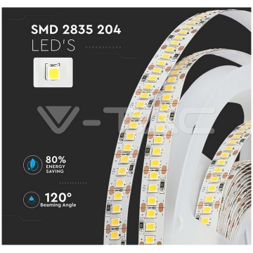 Banda LED V-TAC VT-3528 Alb Natural,204 LED pe metru, de interior