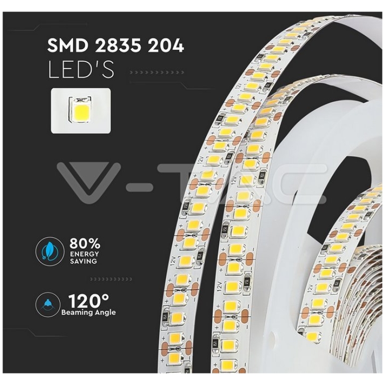 Banda LED V-TAC VT-3528 Alb Natural,204 LED pe metru, de interior