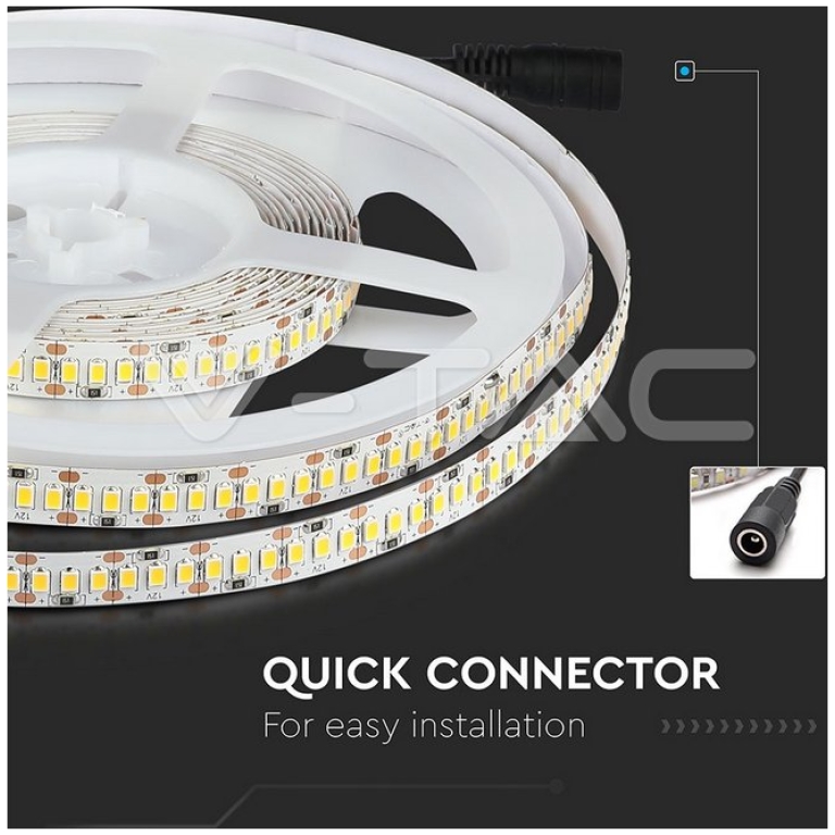 Banda LED V-TAC VT-3528 Alb Natural,204 LED pe metru, de interior