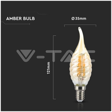 Bec Filament LED Lumanare V-TAC VT-1947, Alb Cald