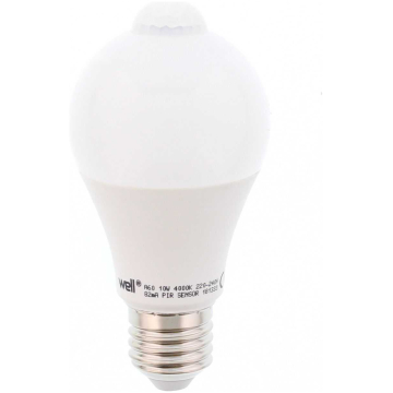 Bec LED cu Senzor de Miscare WELL 10W E27, Alb Neutru