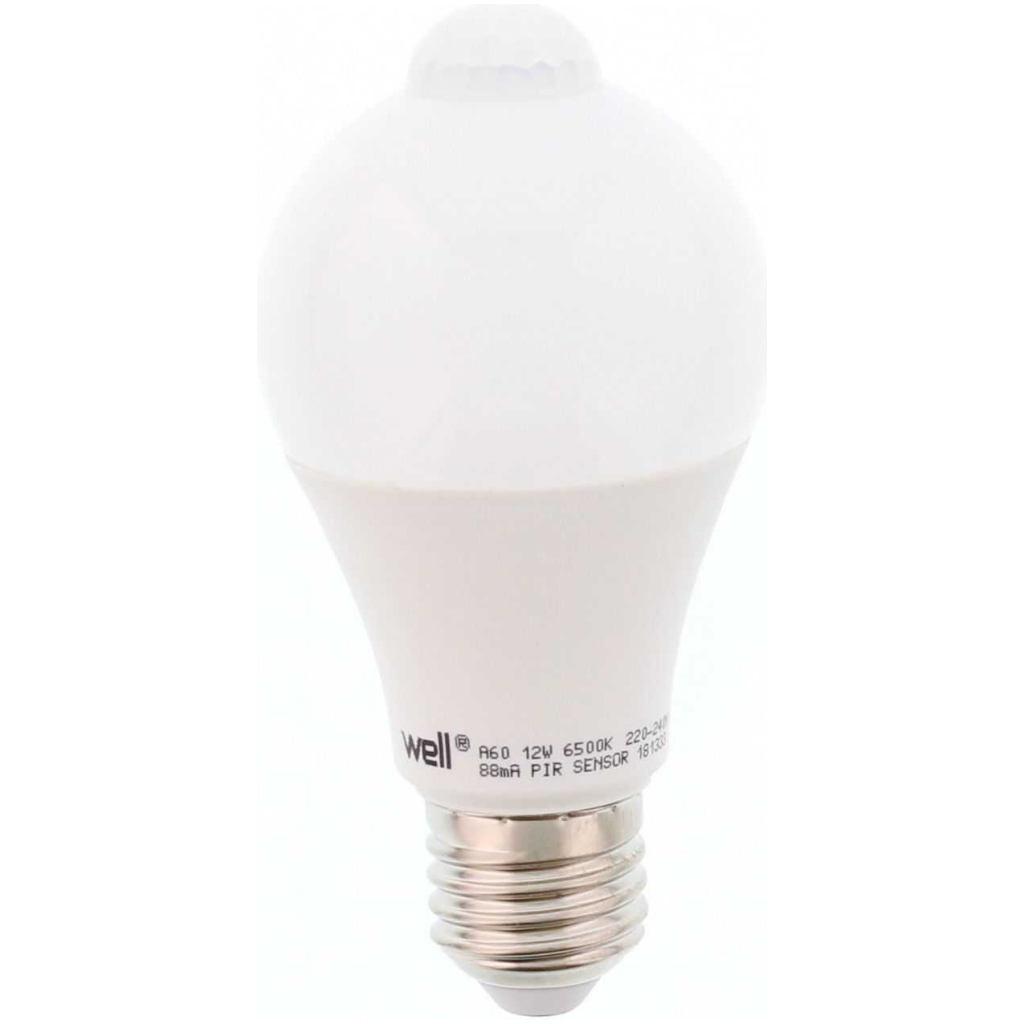Bec LED cu Senzor de Miscare WELL 12W E27, Alb Rece