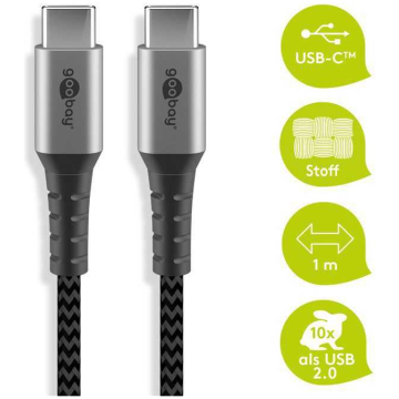 Cablu usb-c flexibil Goobay  - 1m gri