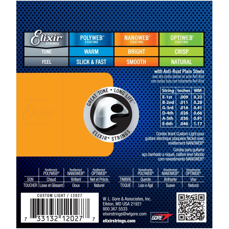 Corzi Chitara Electrica Elixir Nanoweb Custom Light