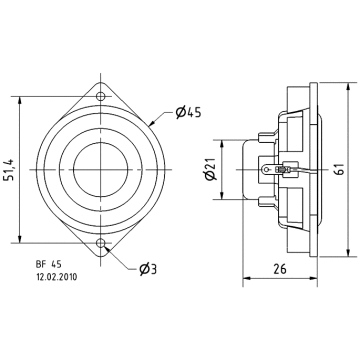 Difuzor Mini Visaton BF 45 - 4 Ohm