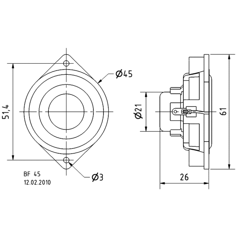 Difuzor Mini Visaton BF 45 - 4 Ohm