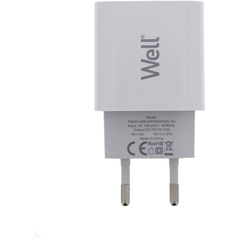 Incarcator retea Well USB-C PD 20W Alb