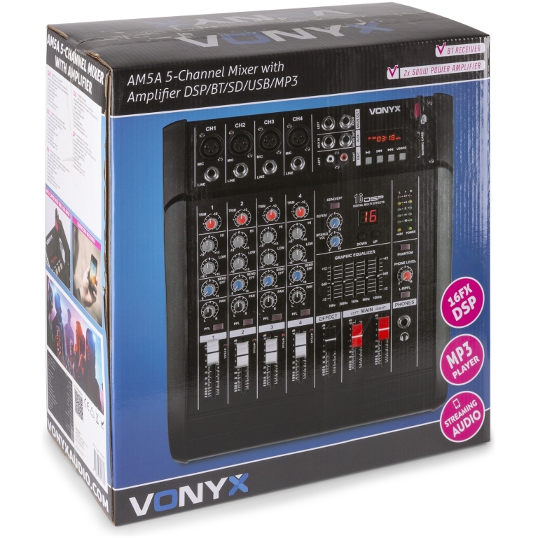 Mixer Amplificat Vonyx AM5A,DSP/Bluetooth/USB/SD/MP3