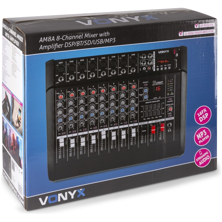 Mixer Amplificat Vonyx AM8A,DSP/Bluetooth/USB/SD/MP3