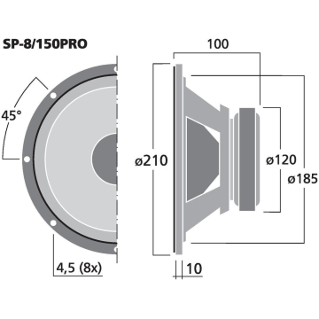 Monacor SP-8/150PRO, Difuzor 8 inch, 150W, 8 ohm