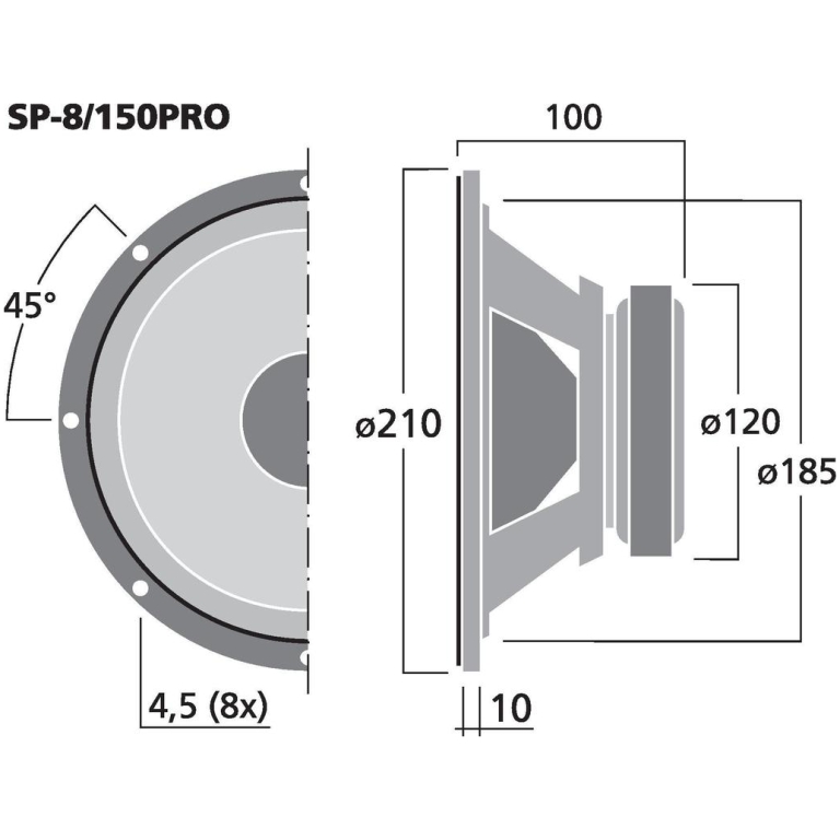 Monacor SP-8/150PRO, Difuzor 8 inch, 150W, 8 ohm