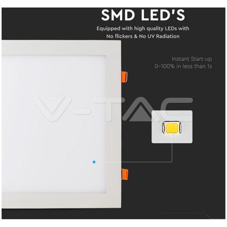 Panou LED V-TAC VT-2407 SQ, Alb Rece