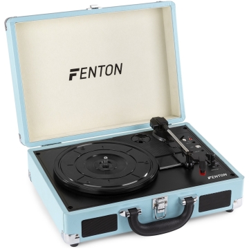 Pick-up cu boxe Fenton RP115, bluetooth, piele PU, albastru