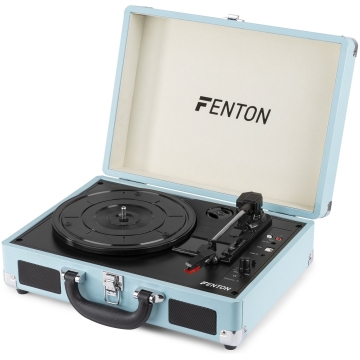 Pick-up cu boxe Fenton RP115, bluetooth, piele PU, albastru