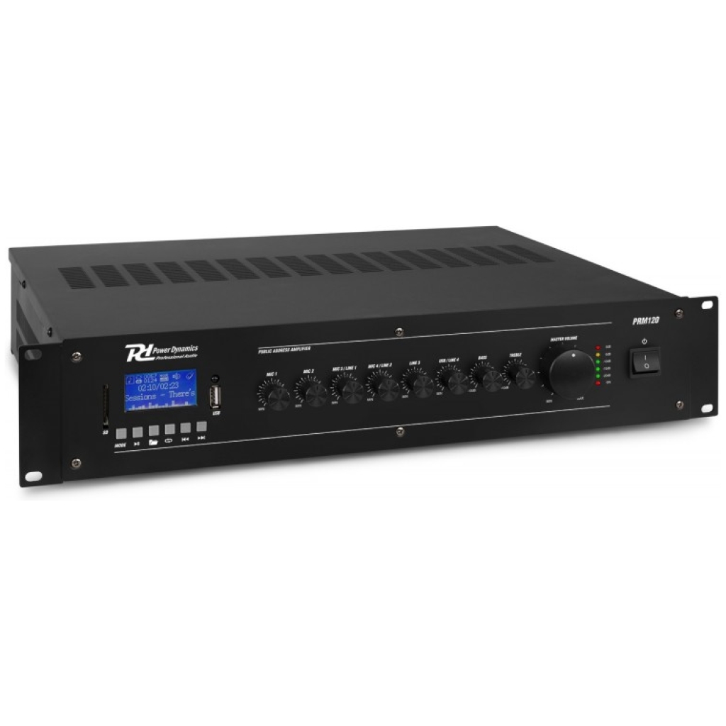 Power Dynamics PRM120, Amplificator 100V, 120W RMS, Bluetooth, USB, SD