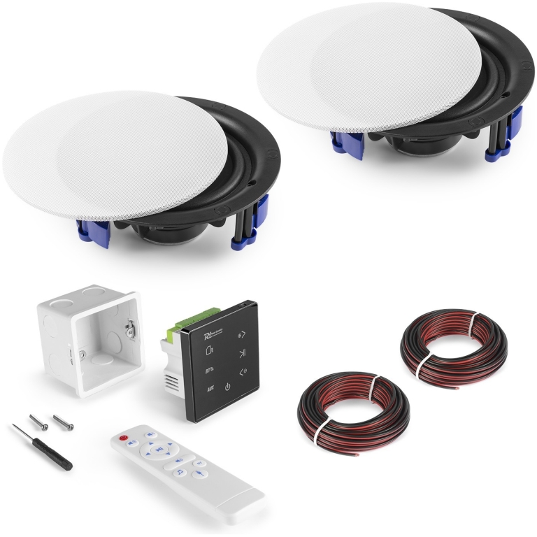 Set boxe tavan cu amplificator incastrabil, 40W RMS, 6.5", Bluetooth/USB/SD, Powerline A50BSET