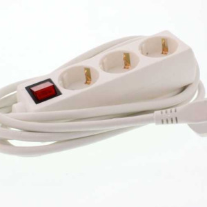 Prelungitor 3 prize WELL 3M cu intrerupator, cablu 3x1.5mmp Alb